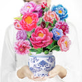 Airpark Pop Up Flower Bouquet Card for Women, 3D Floral Greeting Card with Envelope and Note, Birthday Thank You Thinking of You Get Well Gift for Mom Friend Wife Teacher, Peony - style: Peonies