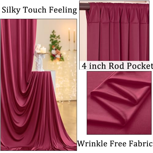 10x8ft Wrinkle Free Burgundy Backdrop Curtain Maroon Backdrop Drapes, Thick Fabric Wedding Curtains Party Background for Baby Shower Birthday Parties - color: Maroon, size: 10ftx8ft