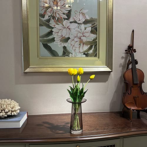 16-inch Premium Real Touch Fake Tulips, Artificial Flowers with Buds, Flexible Stem Easy to Shape, Faux Tulips (Vase not Included), 5-Pack Set of Lemonade Yellow - color: Lemonade Yellow