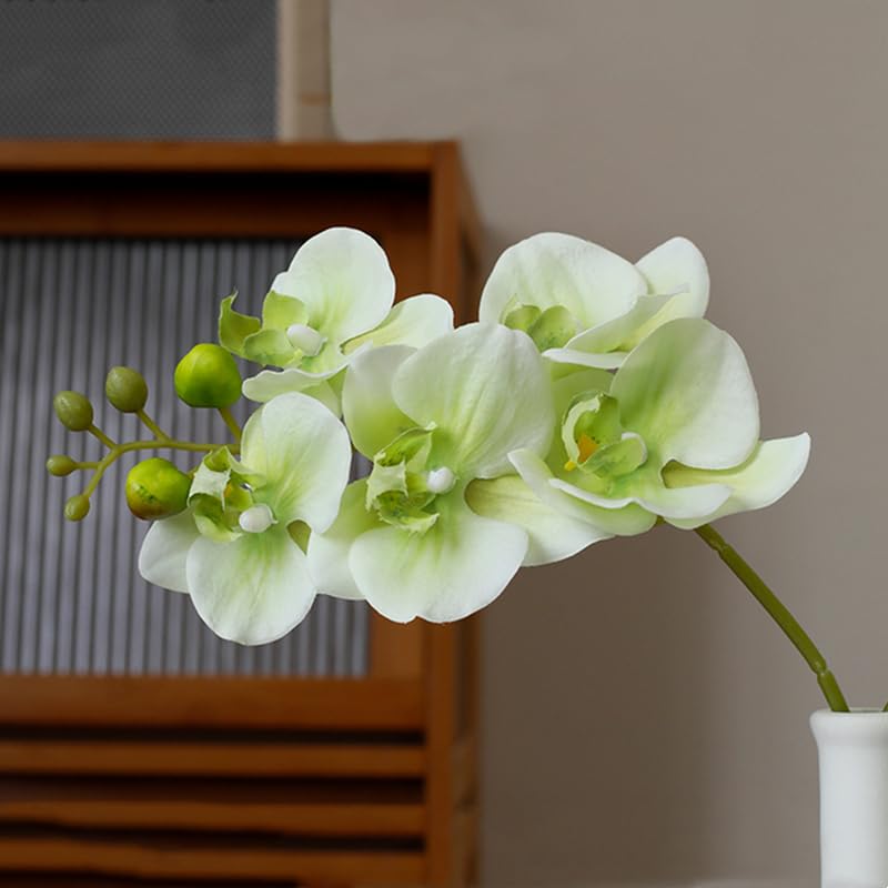 4-Pcs Artificial Flowers Real Touch Latex Phalaenopsis 17.7inch Artificial Orchid Stem Bouquets for Wedding Party Home Garden Decor,Green - color: Green