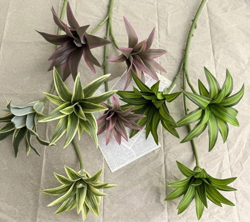 Fake Dracaena Plant, Artificial Greenery Branches 18.5" Realistic Shrubs Small Leaves Stems Faux Plants for Indoor Outdoor Garden Potted Wedding Party Office Planter Filler DIY Decoration Purple 2 Pcs - color: Dracaena Reflexa - Purple 2 Pack