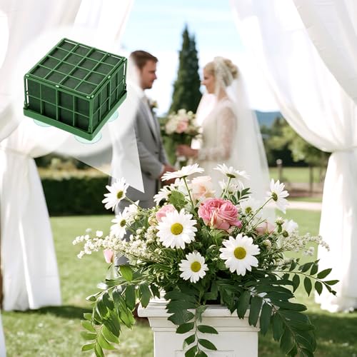 Giantree 6 Packs Floral Foam Cage, Flower Holder with Floral Foam Blocks, Rectangle and Square Flower Cage Holders Flowers Arrangements Supplies for Fresh Flowers, Wedding Home Garden Decorations