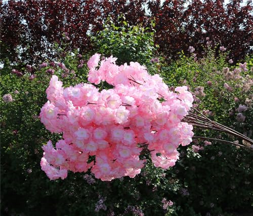 IPOPU Cherry Blossom Branches 43.3in Long Stem Artificial Flowers Cherry Blossom Flowers Pink Silk Flowers Fake Flowers Arrangements for Tall Vase for Wedding Home Bedroom Party Decor (Pink)