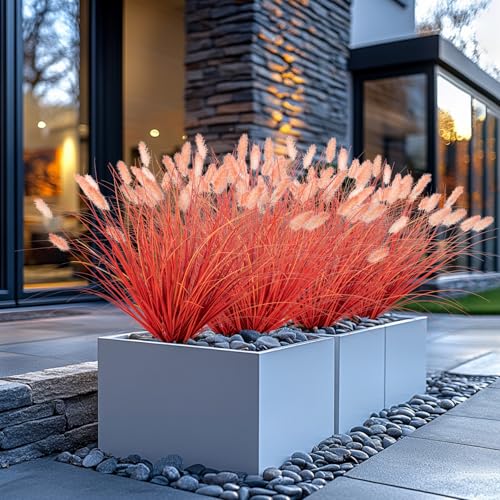 Ttranewsoo Fake Grass Fall Flowers Artificial Shrubs Artificial Grass Wheatgrass Cattails Fake Grass Decorations Artificial Plants Ornamental Grass Outdoor Grass Green Leafy Decorations (12PCS)Orange - color: Orange12