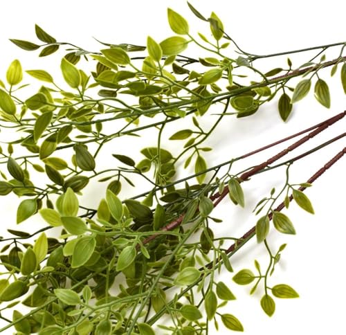 HANDIC Artificial Plants Stems 2pcs Branches for Vase Faux Greenery Stems Plant for Shop Garden Office Home Décor (45"/Each Branch) (2, Green)