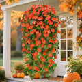 Waipfaru Artificial Fall Hanging Flowers Plants Baskets for Outdoors, Fake Mums, Fall Porch Outdoor Decor, Faux Mums Artificial Flowers with Hanging Baskets for Urn Fillers