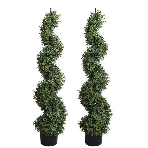48'' Spiral Artificial Topiaries Trees Outdoor Front Door Decor Set of 2 - size: 4 ft