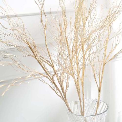 Efavormart 4 Pack 39 inch Metallic Gold Artificial DIY Long Stem Twig Vase Fillers, Bendable Craft Curly Willow Branches for Grand Centerpieces and Floor Vases - color: Type15