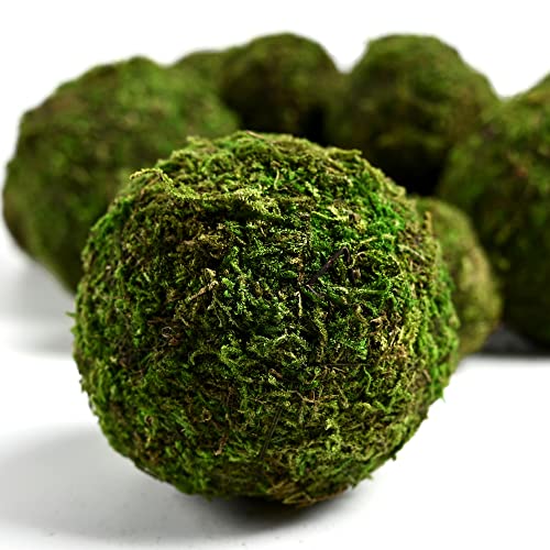 Usmola 18pcs Fake Moss Balls, 6pcs 3.2" Faux Green Balls + 12pcs 2" Artificial Moss Decorative Balls for Centerpiece Bowls (Fresh Green)