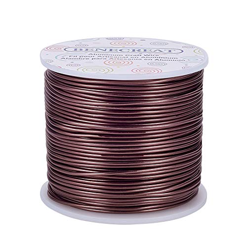 BENECREAT 15 Gauge 220FT Aluminum Wire Anodized Jewelry Craft Making Beading Floral Colored Aluminum Craft Wire - Brown - color: Brown, size: 15 Gauge