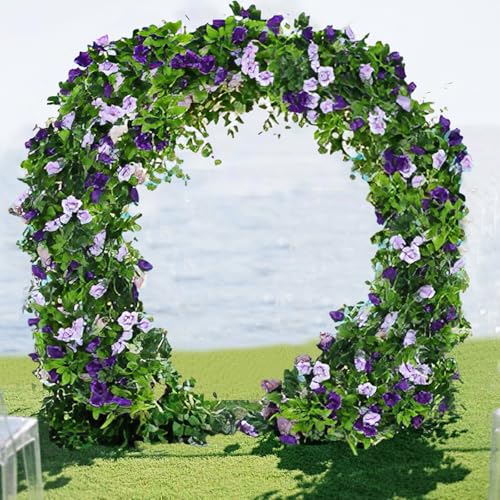 2 Pcs Artificial Rose Garland Flowers Vines Hanging Silk Rose Vine Outdoor 15.8ft Silk Flowers Rose Ivy Vines for Bedroom Wedding Arch Decor Purple Flower Garland for Backdrop Wall Home Garden - color: Purple
