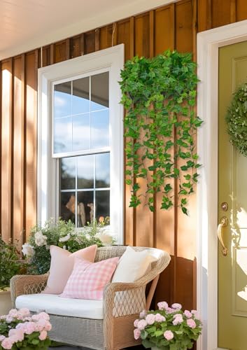 Hollyone 2pcs Artificial Hanging Plants 31" Fake Ivy Vine Faux Ivy Leaves Hanging Plant Greenery for Wall House Room Patio Indoor Outdoor Home Shelf Office Wedding Decor - color: Ivy-style 2, size: Small Ivy-2 Pack