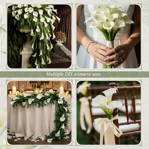 Giegxin 36 Pcs White Calla Lily Hanging Flowers, 25.6inch White Flowers for DIY, Hanging Fake Floral Garland, Calla Lily Flower Artificial Garland for Wedding Arch Decor Bride Shower Tall Vases