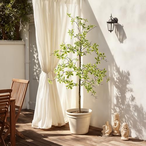 Bailikang 5FT Artificial Black Olive Tree Artificial Olive Plants, Tall Faux Olive Tree Faux Silk Plant Fake Plant Ultra-Realistic Silk Leaves & Natural Trunk Indoor Outdoor Use - color: White Olive Tree, size: 5ft