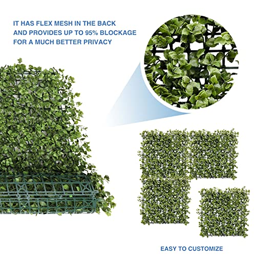 E&K 20" x 20" Artificial Plant Fence Panel Faux Leaves Grass Wall Privacy Screen Panel Decorative for Indoor Outdoor (Reineckea Carnea-Olive, 6 Pcs) - color: Reineckea Carnea - Olive