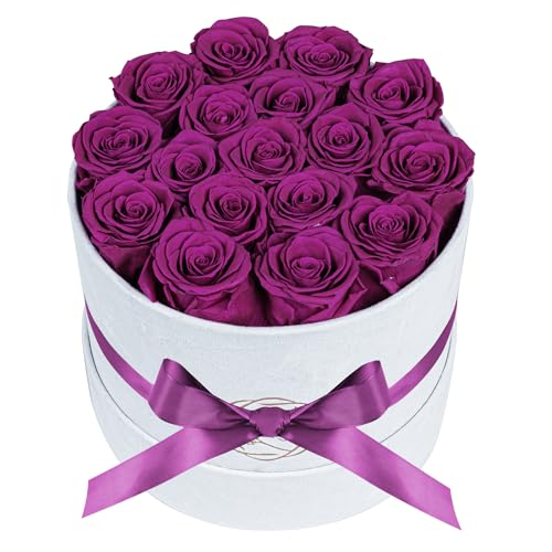 Prifroti 17 Flowers in a Luxury Suede Box, Birthday Gifts for Women, Preserved Flowers, Mothers Day Roses Gift for Mom, Bossy Pink - color: Bossy Pink, size: 17 Roses
