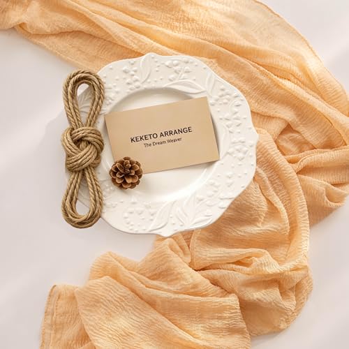 Keketoarrange 3pcs Deep Beige Cheesecloth Table Runner Rustic Boho Butter Gauze 120 Inch 10 FT Cheese Cloth for Wedding Baby Bridal Shower Birthday Engagement Party Long Sheer Spring Home Decorations - color: Deep Beige, size: 35"x120"(Pack of 3)