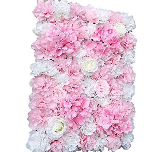 DNYSYSJ Flower Wall 12PCS 23.62'' x 15.75'' x 0.79'' Rose Flowers Panel Artificial Dahlia Wall Backdrop for Garden Patio Wedding Stage Baby Girls Room, Gradient Pink - color: Gradient Pink, size: 12 pieces