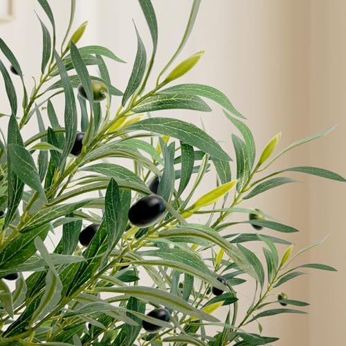 Olive Trees Artificial Indoor 6ft, Tall Faux Silk Plant with Pot, Realistic Leaves and Natural Wood Trunk Fake Trees with Lifelike Fruits for Home Office Decor Bedroom Livingroom Entryway Housewarming - color: 6 Ft