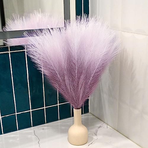 6 PCS Faux Pampas Grass Arrangement - 18"/45cm Artificial Fluffy Pompous Grass Stems for Boho Chic Home and Wedding Decor (Light Purple Gradient) - color: C1- Light Purple Gradient