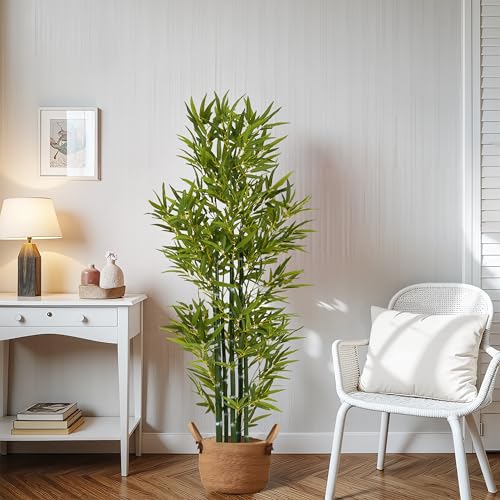 Christopher Knight Home Alene Set of 2 60.75''H Artificial Tree Indoor, Artificial Bamboo Tree with Nursery Pot, Faux Tree with Black Plastic Pot for Living Room, Artificial Plant for Home Decor,Green - color: Green/60.75''h