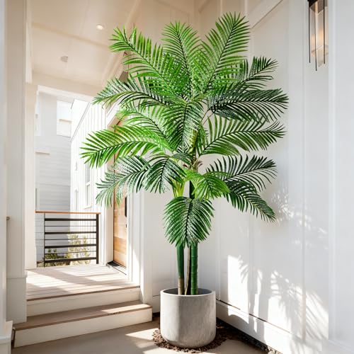 Big Faux Tropical Trees Tall Artificial Palm Tree Indoor Outdoor Realistic Floor Plants Large Fake Plant for Home Living Room Office Decor Porch Outside Patio arboles para Modern Farmhouse decoracion - color: Multi Pole Palm Tree, size: 6ft