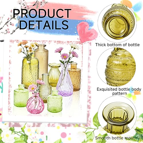 16 Pack Glass Bud Vase Set, Small Flower Vase Set Bud Vases for Wedding Centerpiece Table Decor, Vintage Small Vases for Room Home Dining Party Table Center Decor (Amber Set, 16 Pack) - color: Amber Set, size: 16 Pack