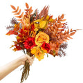 Artificial Fall Flowers Bouquets, 21.6” Autumn Fake Silk Orange Flowers Wedding Bouquets with Fall Florals Stems for Bridal Bridesmaid, Rustic Home Thanksgiving Table Centerpiece Decor - size: 1 Pcs