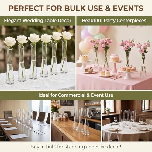 20cm/7.9inch Tall Clear Glass Thin Narrow Necked Bud Vase Slim Single Stem Flower Vase Floral Vase Centerpiece for Wedding Party Home Table Decor - size: 20cm/7.9inch