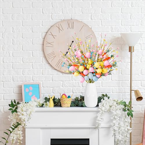 Sggvecsy Artificial Easter Stems 6 Pcs Spring Berry Picks with Eggs Carrot Colorful Berries Twig Branches Sprays for Easter Arrangement Centerpiece Easter Celebration Home Vase Decor - color: Colorful