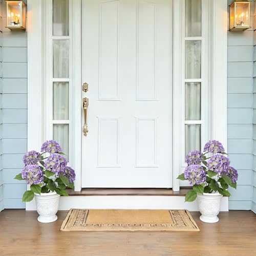 Nafresh 2FT Real Touch Faux Hydrangea Tree Outdoor, 2 Pack Purple Hydrangea Tree Artificial with Vibrant Blooms, Faux Hydrangea Potted Plant for Indoor Outdoor Home Front Porch Pation Decor - color: Purple, size: 2ft