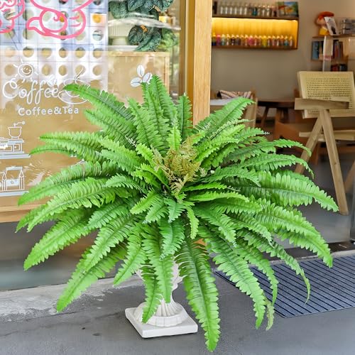 45" Fake Ferns Artificial Plants Large, 63 Fronds Artificial Ferns for Outdoors and Indoors, Faux Fern Greenery Suitable for Planter Hanging Garden Porch Office Decor - color: Light Green, size: 45inch