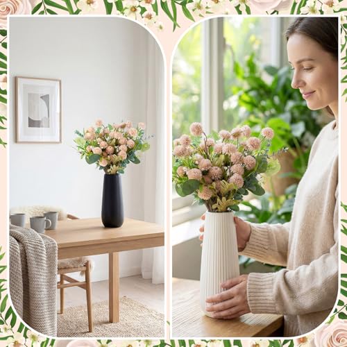 Yinder 60pcs Mixed Artificial Eucalyptus Stems and Faux Flower Set, Greenery Eucalyptus Branch Baby's Breath Silver Dollar Stem Berry and Silk Mums for Vase Centerpieces Wedding Arrangement Home Decor - color: Beige