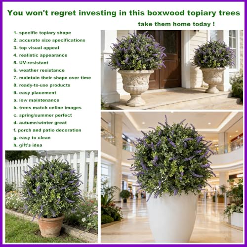 ALL SEASON GREEN Artificial Lavender Topiary Tree, 20'' Purple Flowers Potted Faux Outdoor Plant, Front Porch Decor - size: 20'' Tall