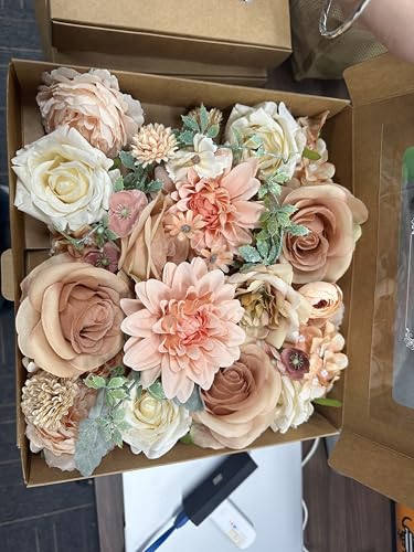 Champagne-Colored Artificial Flower Fake Flowers with Stem for DIY Wedding Arch Bridal Bouquets Baby Shower Centerpieces Party Wall Home Decorations - color: Pink