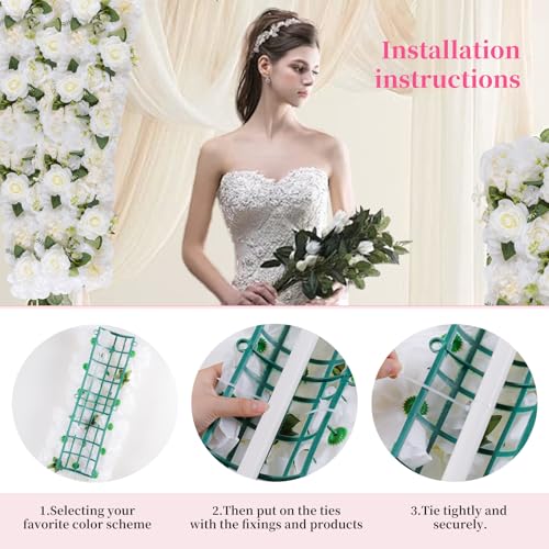 Pack of 10 Wedding Arch Decorations, 20.47 inch Artificial Flower Table Centerpieces Floral Arrangement for Wall Backdrop Party Bridal Shower Event Decor - White&Blue - color: White