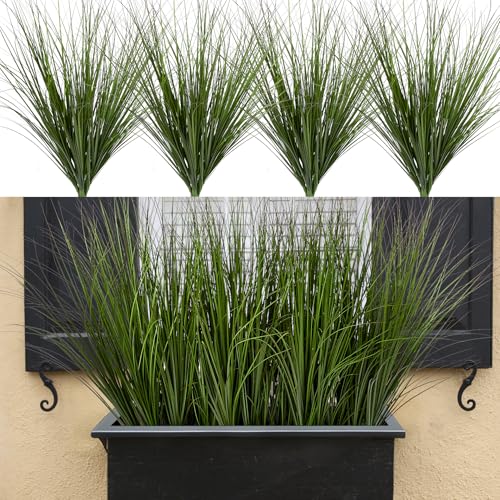 24PCS Fake Plants Artificial Wheat Grass Greenery Plastic Plants Fake Grass Artificial Plants for Outdoor Decor Artificial Grass Plant with Greenery Stems for Indoor Home Decoration 26.4" - size: Tall-24PCS
