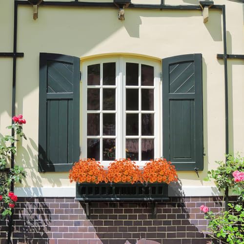 21 Bundles Outdoor Artificial Flowers UV Resistant Fake Silk Flowers No Fade Faux Plastic Plants Garden Porch Window Box Decoration(Autumn Orange) - color: Autumn Orange