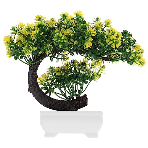 GANAZONO Green Artificial Plant Ornament Faux Bonsai for Room Office Kitchen Study Room No Watering - color: Yellow