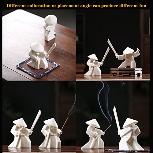 LYART Tea Pet Warrior Statue Figurine Tea Ornament Accessories Cute Kung Fu Tea Decoration Gift for Tearoom Home Office Children's Day Gift for Tea Lover (White1 and White2) - color: Whitea and Whiteb