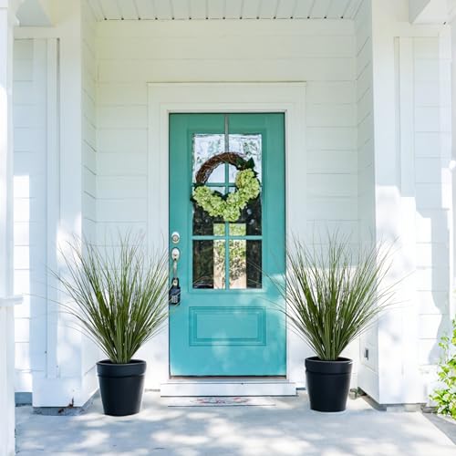 6PCS Fake Plants Artificial Wheat Grass Greenery Plastic Plants Fake Grass Artificial Plants for Outdoor Decor Artificial Grass Plant with Greenery Stems for Indoor Home Decoration 26.4" - size: Tall-6PCS