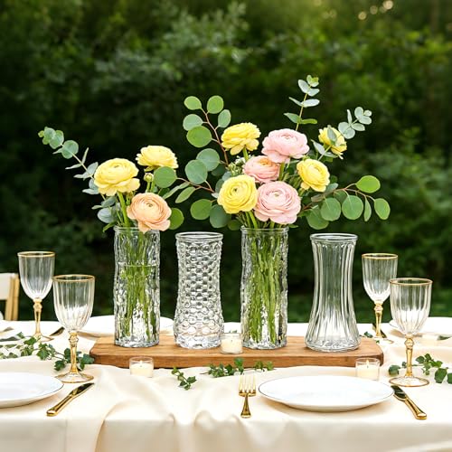 24 Pack Mini Glass Bud Vases, Small Clear Flower Vases Bulk for Wedding Centerpieces, Rustic Modern Table Decor Vases for Home, Hotel, Restaurant, Birthday Party, Beautiful Gift Set