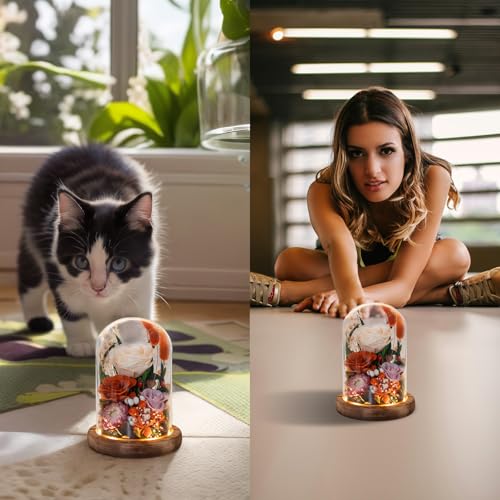 Forever Flower Gifts for Her:Perfect Graduation Flowers for Daughter Wife Mom-Preserved Flower with Symbolic Ladybugs–Flowers for Delivery Prime on Anniversary Valentines Birthday (Orange) - color: Orange2