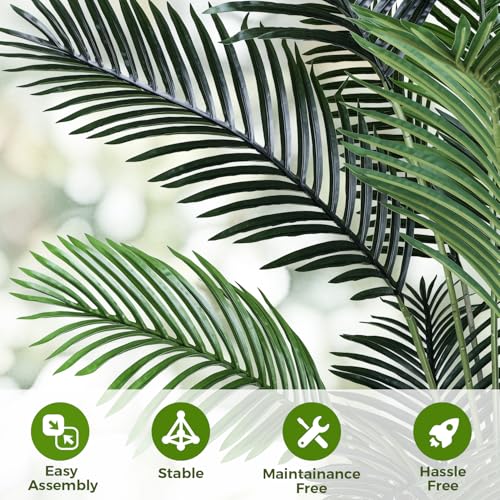 Jocoevol Artificial Golden Cane Palm Tree 7FT, Artificial Palm Tree with Pot, Fake Palm Tree for Home Living Room, Tropical Palm Tree for House Warming - size: 7ft