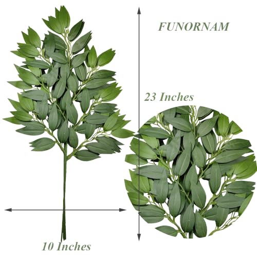 12pcs Italian Ruscus Greenery Stems 23" Artificial Silk Greenery Spray for Wedding Arch Bouquet Filler Indoor Home Décor