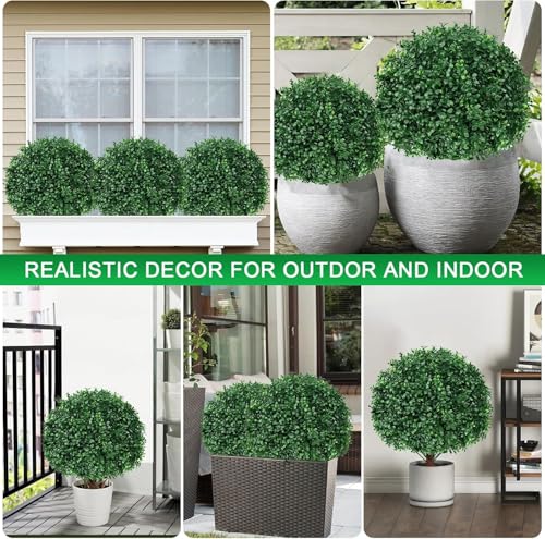 4Pack Artificial Boxwood Topiary Ball Trees, 16'' UV Resistant Fake Evergreen Shrubs Bushes Plants with Ground Spike, Fake Plants for Outdoor Indoor Front Porch Garden - color: 4pcs Boxwood