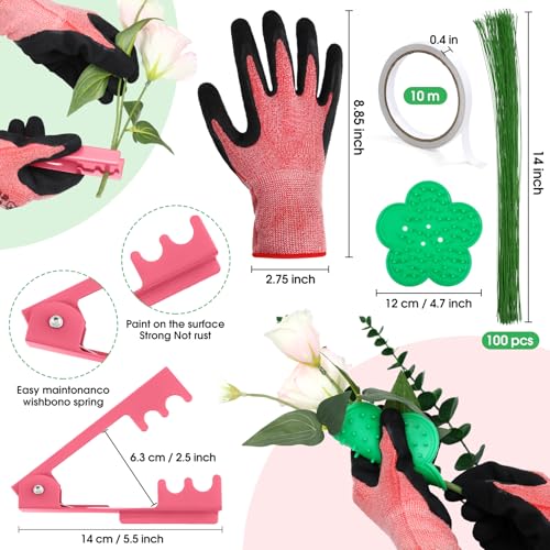 207 Pcs Flower Arrangement Supplies Florist Garden Tool Gift Kit for Women Include Pink Tool Bag Thorn Remover Rose Stripper Outdoor Hand Tools Stem Pruning Shear Gloves Stem Wire Etc Wedding DIY Kit - color: Pink