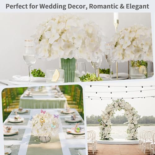 40 PCS Champagne Silk Hydrangea Flowers, Detachable Heads + 8-Inch Wired Stems, Full 6 Inch Faux Hydrangea Heads for Wedding Centerpieces, Glam Decor & Pollen-Free Decor - color: Champagne(no Accessories)