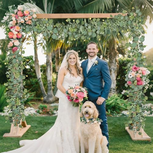 5.9FT Eucalyptus Garland,Artificial Greenery Garland with Berries,Green Spring Garland Decorations,Fake Silver Dollar Eucalyptus Leaves Wreath Garland for Table Home Mantle Wedding Decor - size: 1PCS
