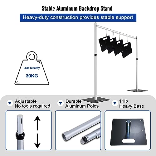 Hecis Double Backdrop Stand Heavy Duty,10x10ft Double Crossbar Pipe and Drape Stand, Adjustable Aluminium Flower Wall Backdrop, Back Drop Stand for Party Event, Trade Shows & Wedding Decor